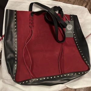 red and black leather vince camuto bag